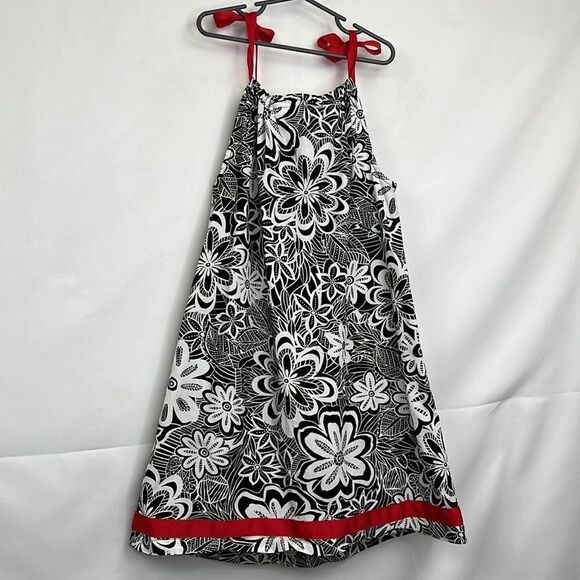 Hanna Andersson black and white floral sundress with red accents EUC size 8 - Picture 10 of 12